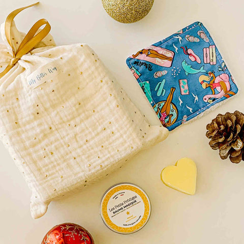 coffret cadeau eco responsable petit prix, emballage cadeau en tissu My Better Way