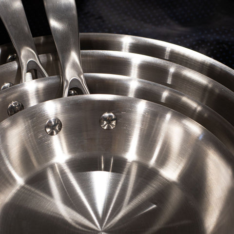 Poêles inox 18/10 françaises – Set 3 tailles durables & saines