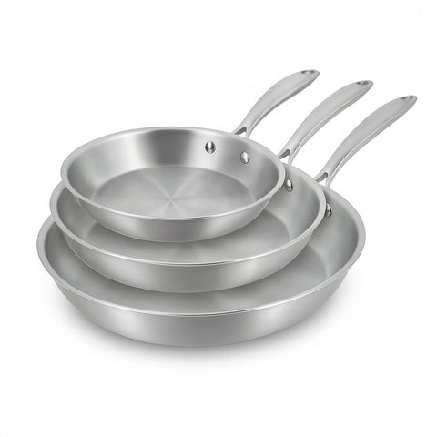 Poêles inox 18/10 françaises – Set 3 tailles durables & saines