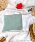 coton réutilisable vert double gaze