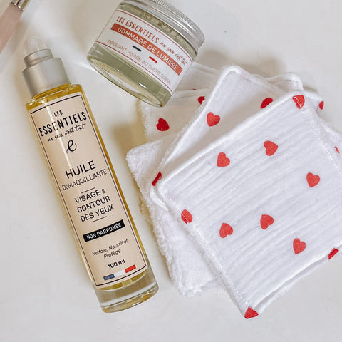 carré démaquillant lavable coeur