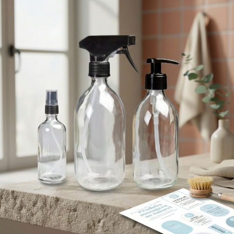 flacons vides en verre pour produits ménagers